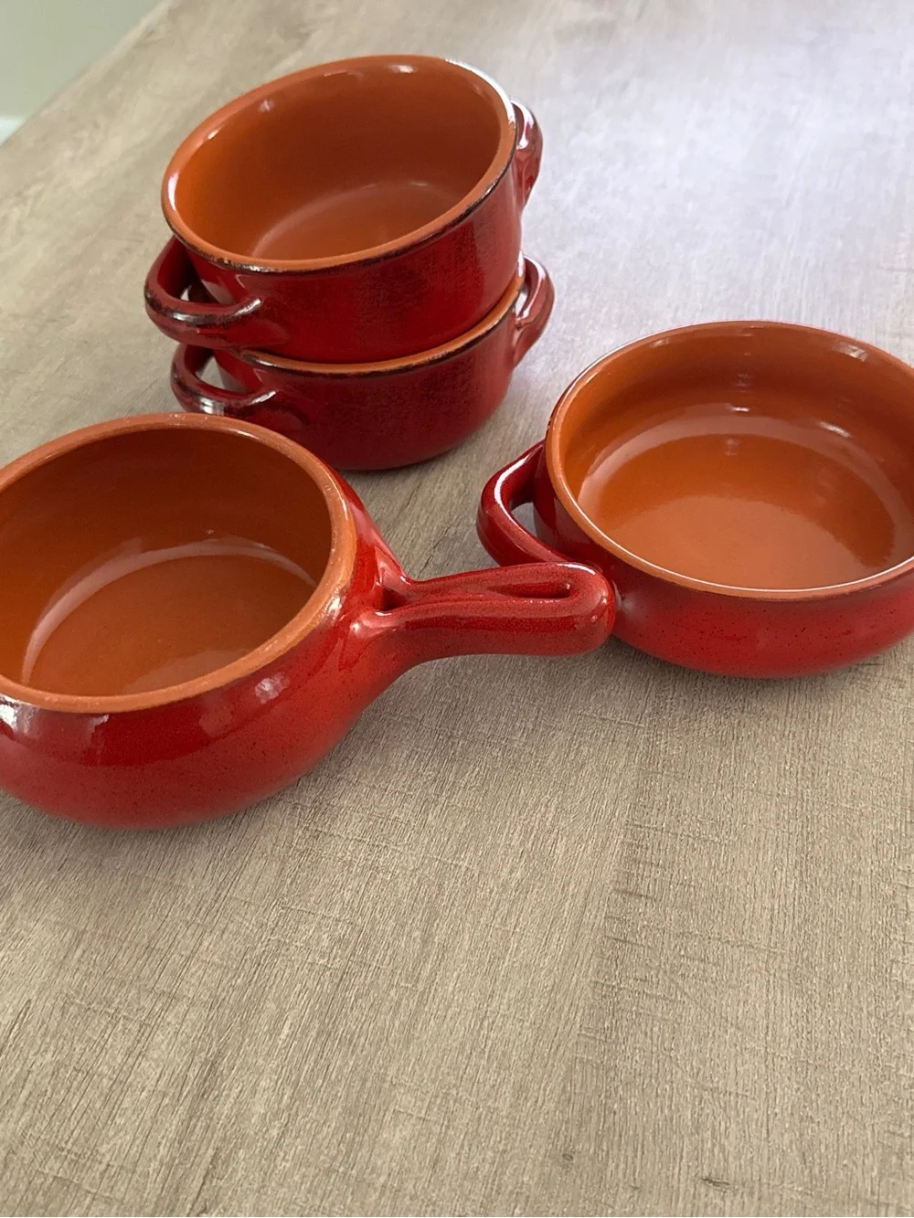 De Silva Soup Bowls Italian Ceramic Bakeware Set of 4 Red Brown Oven-Proof